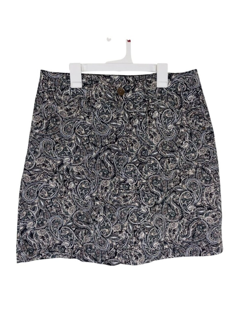 Croft & Barrow Womens Stretch Paisley Print Skort Size 10 Black & Beige